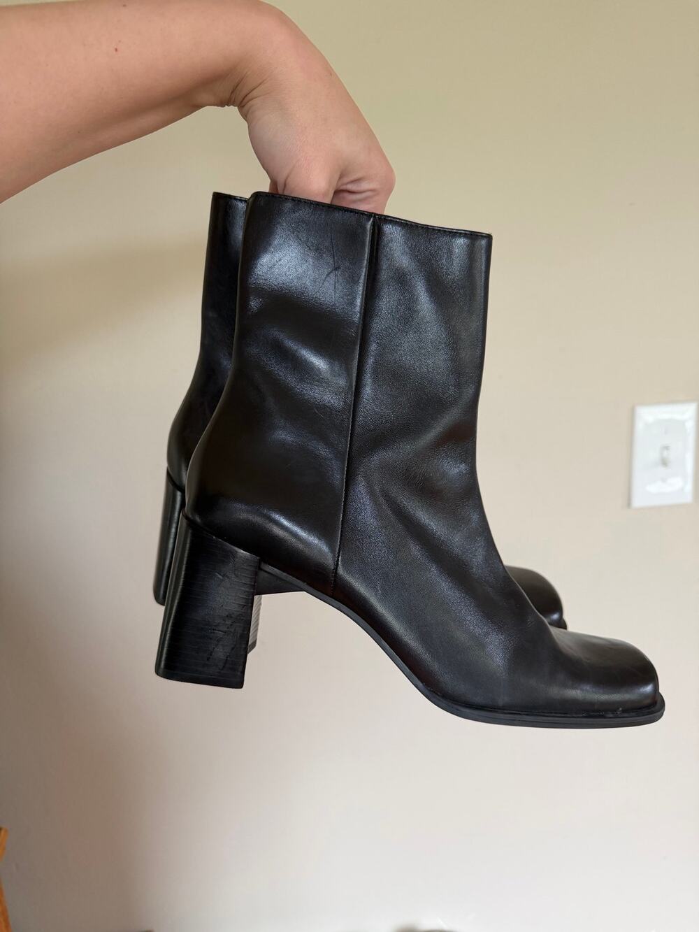 Vtg y2k Worthington square toe ankle boots heels size 9.5 black